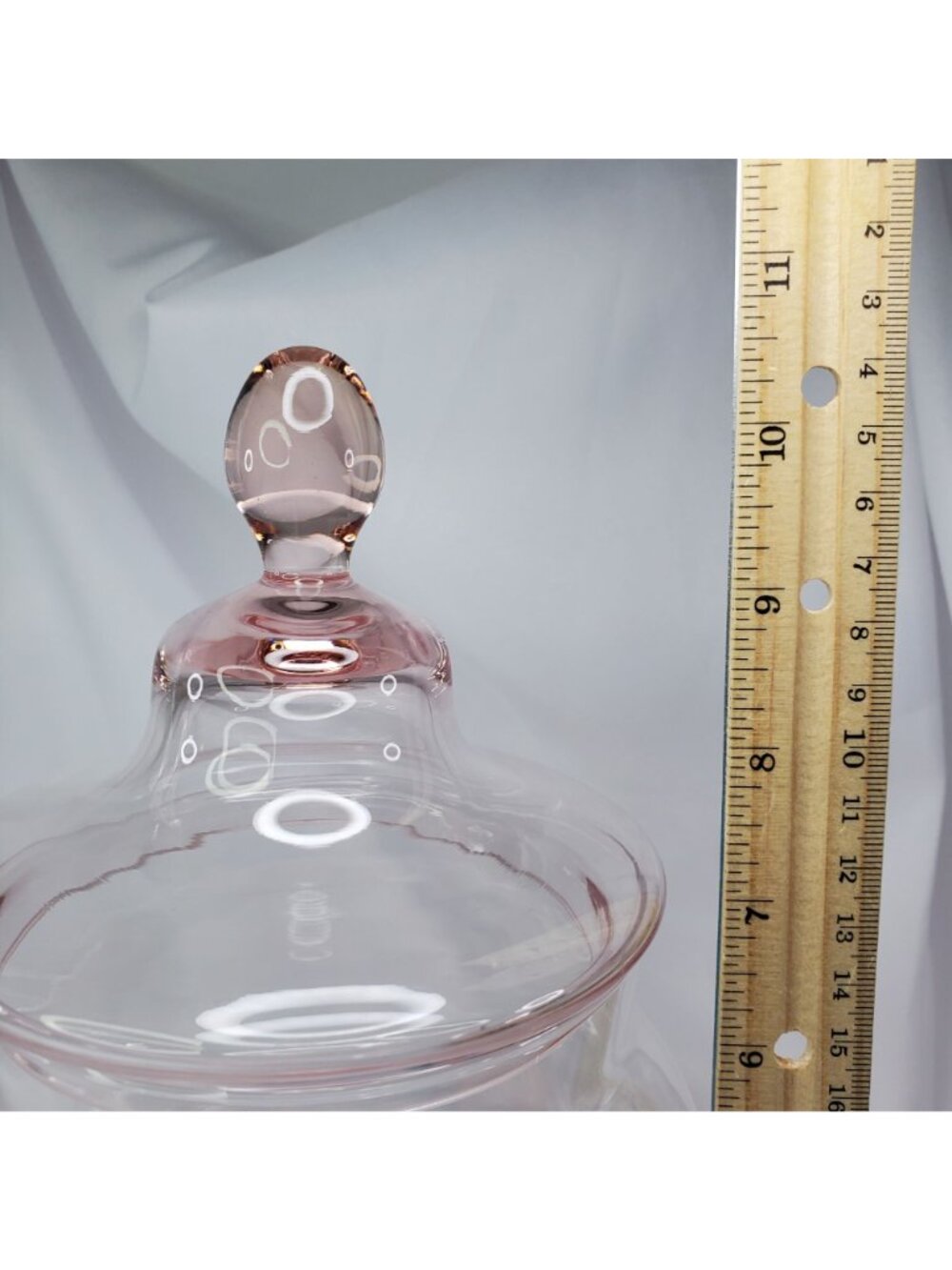 Princess House Pink Glass Apothecary Jar Circus Lid 10.5" Pedestal Candy Dish - Picture 3 of 10